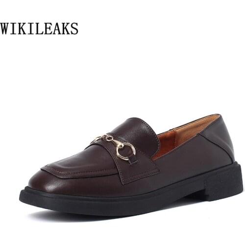 Platform Leather Casual Shoes Oxford Shoes for Women Korean Fashion Slip on Lolita Shoes for Women Loafers Women Zapatos Mujer