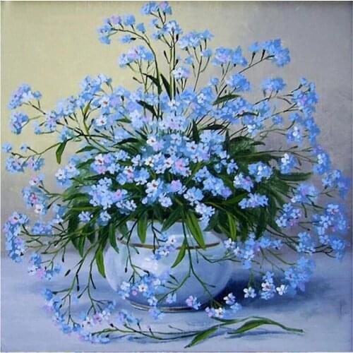 Yumeart 5D DIY Diamond Embroidery Cross Stitch Gypsophila Full Square Drill Diamond Painting Mosaic Flower Vase Beaded Pictures
