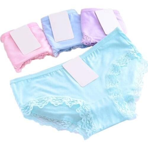 Women Fashion Mid Waist Elastic Solid Color Simple Breathable Modal Underwear