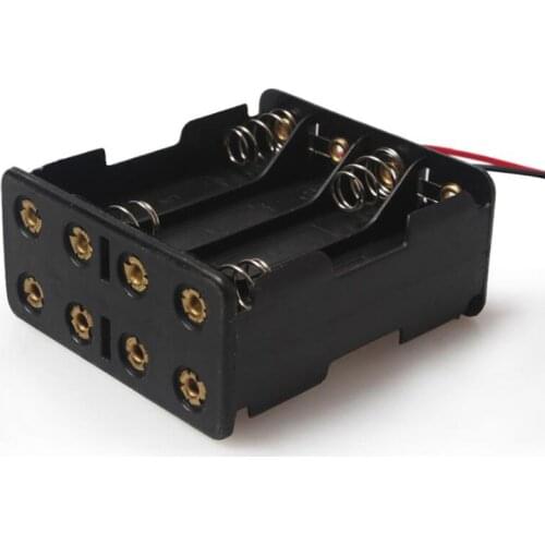 1PCS 12V 8 x AAA Battery Holder Case Double Side Back By Back Plastic Battery Holder With Wire Leads