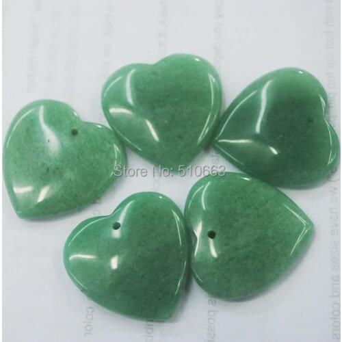 10 Piece/Lot Natural Green Aventurine Stone Big Heart Shape Stone Pendant Size 35mm