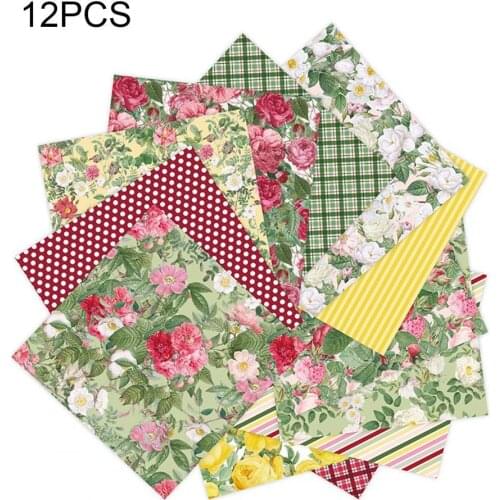 12Pcs/Set Colorful New Style Craft Scrapbook Eco-friendly Anti-fade Paper Greeting Craft Scrapbook for Home DIY Sewing Supply