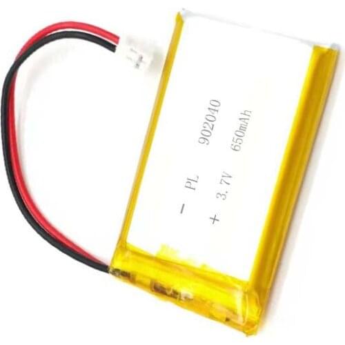 MSDS Verified 3.7V 650mAh 902040 Li Lithium Polymer ion Battery with 2.0mm JST Connector