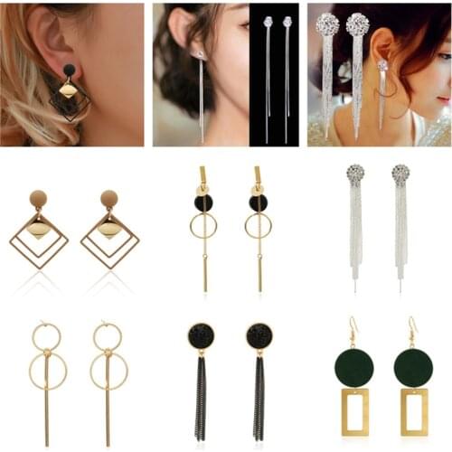 2020 Personality Fashion round geometric wood earrings Retro female tassel long women earrings Jewelry