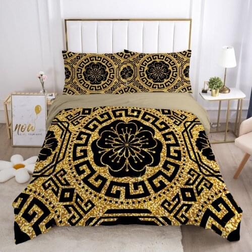 3D Black Luxury Duvet Cover Set Bedding Sets Quilt Covers Pillowcases Comforther Cases Full Twin Single Double Size Bed Linen