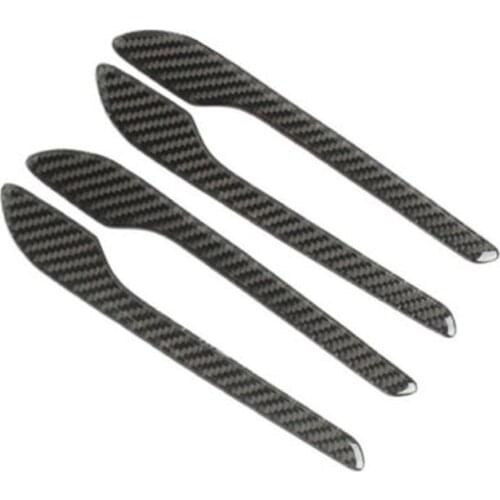 4pcs/set Carbon Fiber Side Door Handle Cover Trim Outer Door Handle Sticker Easy Installation For 18-19 For Tesla Model 3