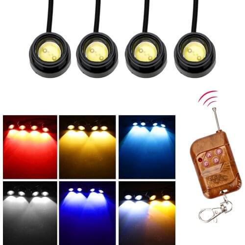 Car Daytime Running Light 4 in 1 LED Car Eagle Eye Light 12V Wireless Remote Control Emergency Warning Strobe Flash Light