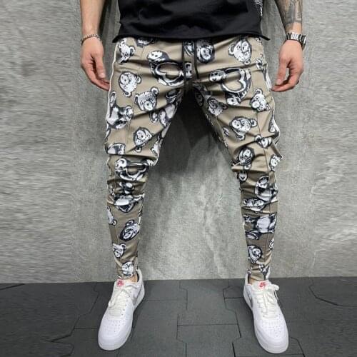Mens Casual Mid Waist Long Trouser 2021 Autumn New Fashion Slim Fit Pants Men Streetwear Vintage Style Prints Straight Long Pant