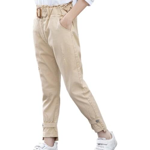 Girls Cargo Pants Ripped Pants For A Girl Solid Color Pants Kids Teenage Kid Clothes 6 8 10 12 14
