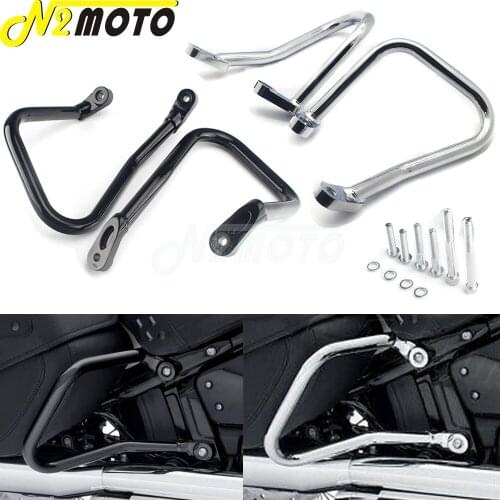 Black/Chrome Motorcycle Rear Saddlebag Guard Crash Bar Protection For Softail FLHC FLHCS Heritage Classic FLHC 114 FLHCS 2018-20