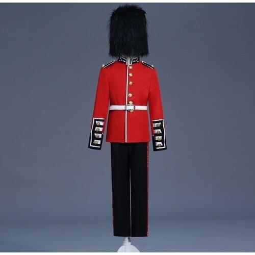 Boys Kids Children British Royal Guard Uniform Soldier Grenadier Trooper Costume Jacket Hussar Drum Mess Fancy Dress 903-B311