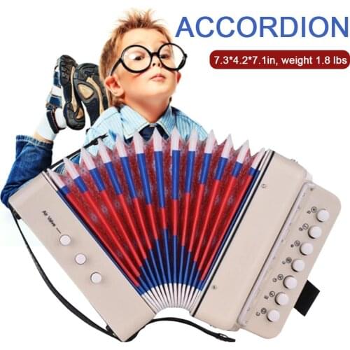 Children Accordion Seven Keys with 3 Air Valve Toy Accordions Musical Instrument for Early Childhood Teaching