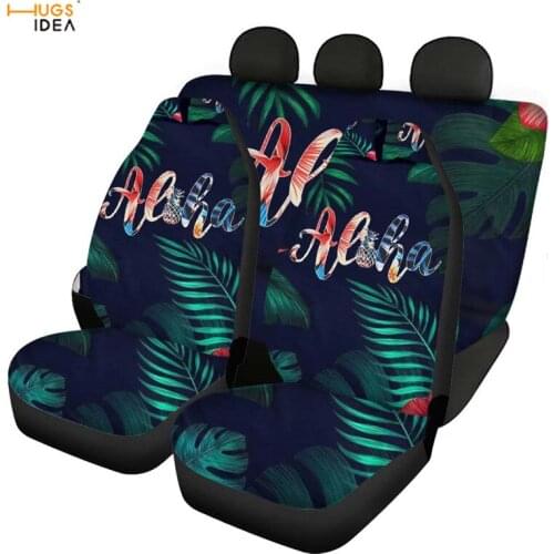 HUGSIDEA Car Interior Protector Full Set Car Front and Back Seat Cover Tropical Palm Tree Print Durable Auto SUV Truck Accessory