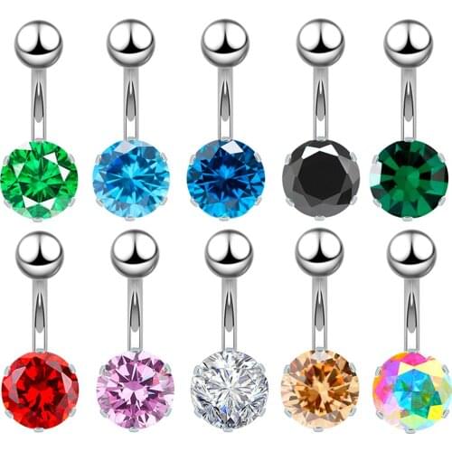 Sexy Fashion Crystal Flower Belly Button Rings AAA Zircon Surgical Steel Body Jewelry Sexy Navel Piercing Ombligo