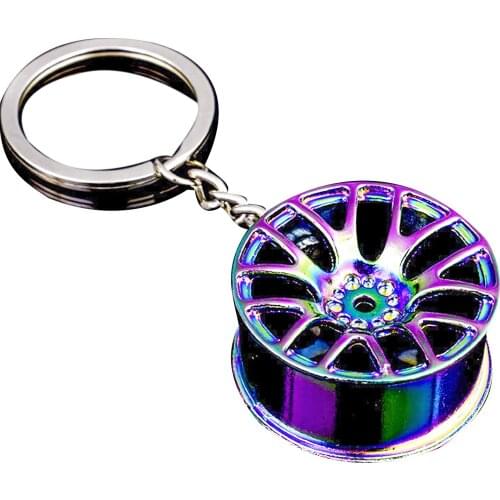 HOT SALES！！！New Arrival Keychain Colorful Wheel Hub Shape Zinc Alloy Cool Pendant Accessory for Car Key