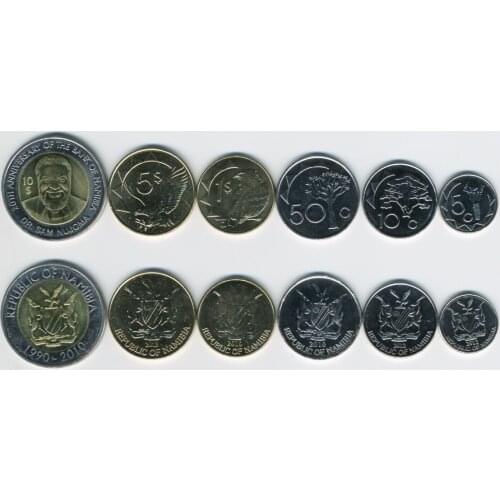 Set of 6 Coins of Namibia 100% Authentic Original Coin Collectibles UNC