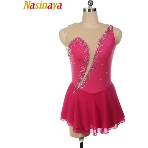 Nasinaya Figure Skating Dress Customized Competition Ice Skating Skirt for Girl Women Kids Performance Shoulder Button