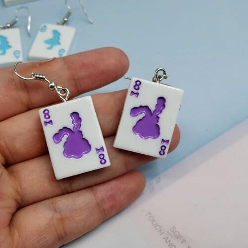 1Pair New Funny Poker Earrings For Women Girl Cute Personality Dangle Earring Jewelry Christmas Earings Gift EC414