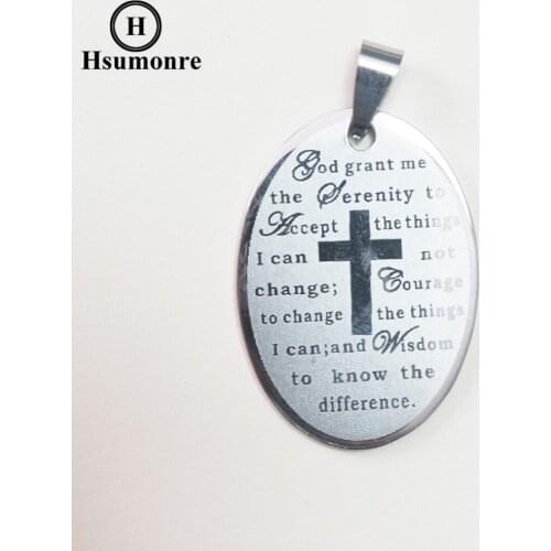 Oval Bible Cross Engraved Pendants Stainless Steel Charms for DIY Jewelry Making Accessory Hip Hop Streetwear Jewelry Best Gift