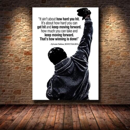 Black and White Rocky Balboa Boxing Bodybuilding Painting Posters Prints Wall Art Picture Motivational Living Room Decor Cuadros