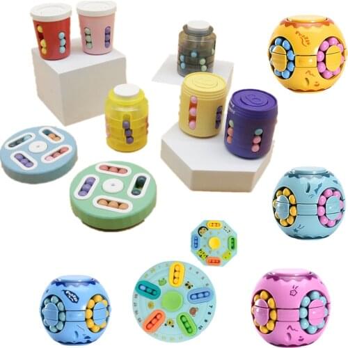 Fidget Puzzle Beans Fingertip Rotating Magical Cubes With Balls Decompression Artifact Stress Relief Finger Top Educational Toys