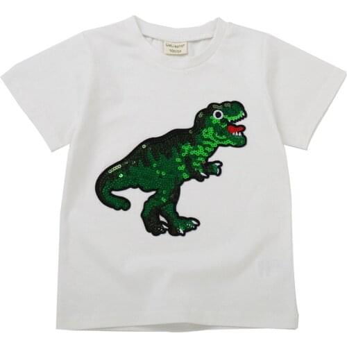 Casual cotton kids boys t shirt tops tees summer short sleeve change color cartoon sequin t-shirt o-neck children clothes boy