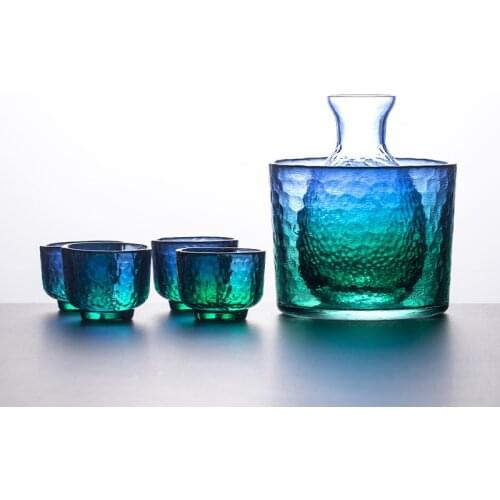 Transparent Luxury Glass Cup Set Handmade Modern Japanese Style Sake Wine Glass Cup Hot Wine Jug Vino Accesorio Barware DG50BS