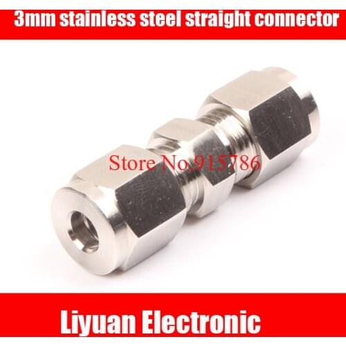 2pcs 3mm stainless steel straight connector / high temperature connector / pneumatic fittings for chromatography accessories