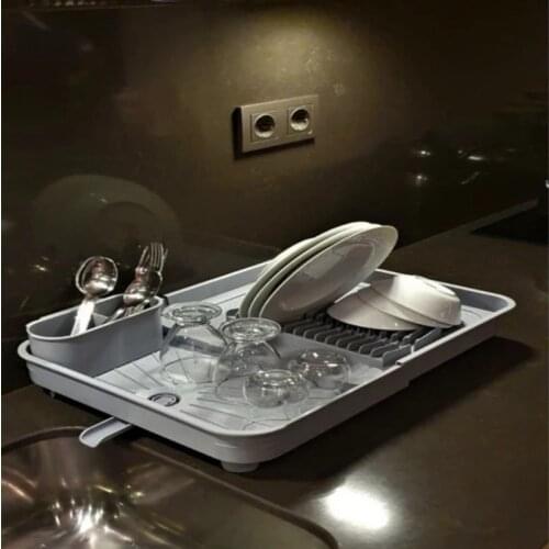 Expandable Dish Draining Rack Adjustable Drainer Utensil Storage Holder, Cutlery Tray Special Drainage System