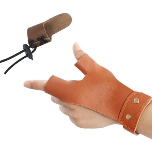 Recurve Bow Archery Cowhide Material Archery Finger Tab Shooting Finger Guard Set for Sale