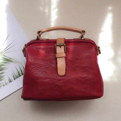 Retro first layer cowhide doctor bag leather shoulder messenger small bag female bag