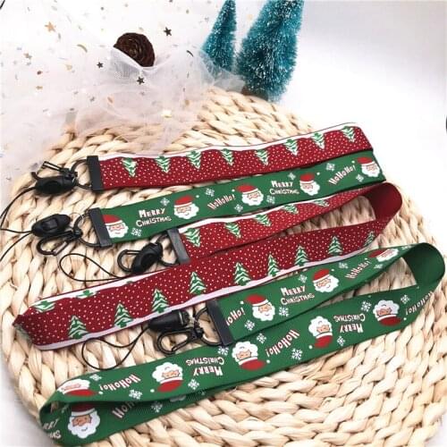 Merry Christmas Gift Phone Neck Straps Christmas tree pattern Lanyard Card Badge Gym Key Chain Lanyard DIY Keyring Wristband