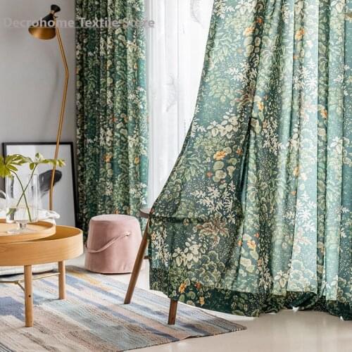 American Pastoral Modern Simple Curtain Polyester Cotton Printed Curtain Curtains for Living Room Bedroom