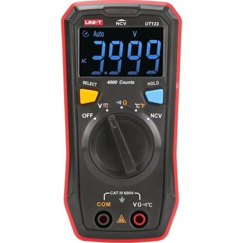 UNI-T UT123 Digital Multimeter Pocket Size Residential multimeter AC DC voltage Resistor temperature NCV Tester EBTN display