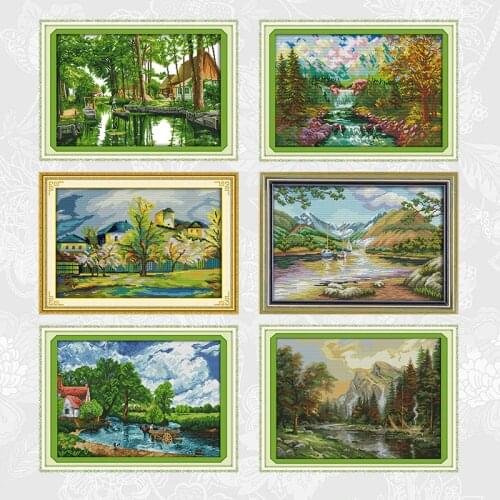 The scenery of the suburban series Cross-stitch 14CT 11CT Counted Printed On Canvas Embroidery DIY Handmade Needlework Crafts