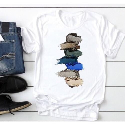 Women 2021 Make Up Cute Finger Nail Trend Fashion Cartoon Summer Lady Print Tee Graphic T Top Female Tshirts Clothes T-Shirt