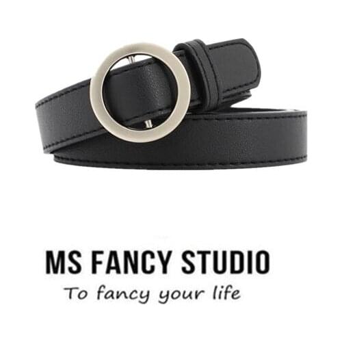Women Vintage Chic Belt Faux Leather Circle Buckles Belt Women Accessories