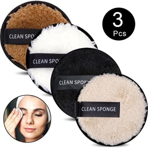 1/3Pcs 8cm Makeup Remover Pads Forever Skin Cleansing Washable Reusable Makeup Remover Microfiber Clean Pad Skincare Face Sponge