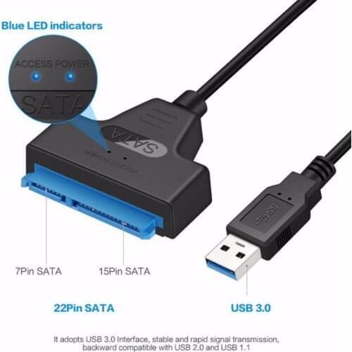 1PCS USB SATA 3 Cable Sata To USB 3.0 Adapter UP To 6 Gbps Support 2.5Inch External SSD HDD Hard Drive 22 Pin Sata III A25 2.0