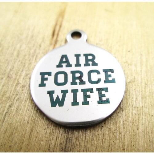 10pcs/lot-air force wife stainless steel charms - Laser Engraved - Customized - DIY Charms Pendants
