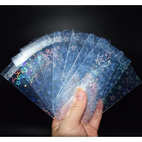 100pcs/lot 57x87mm Big Star Small Cards Transparent Laser Clear Sleeves Korea Idol Photo Protector Trading Cards Shield Cover