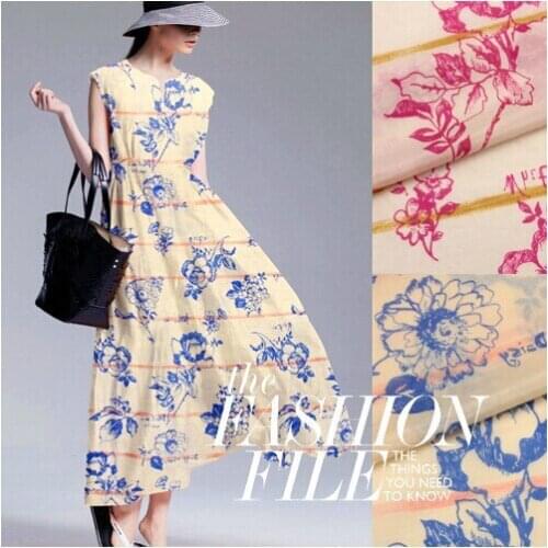 135m wide 9mm flower print silk cotton fabric for dress shirt clothes 2 colors available