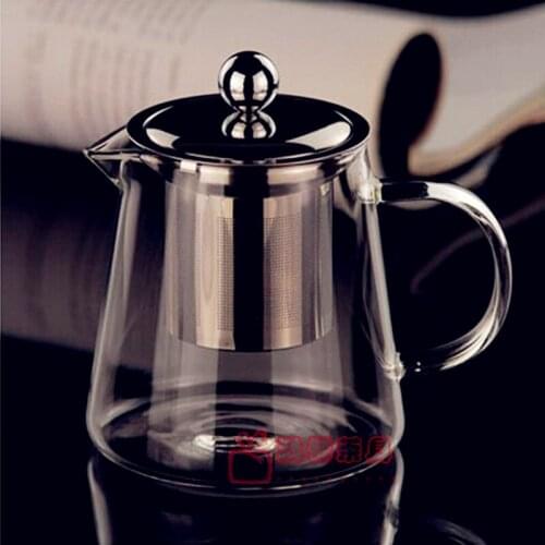 High temperature resistant thickened glass teapot stainless steel filter infuser teapot