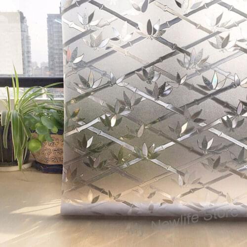 3D Bamboo Film on the Window glass Sticker Tinted no-glue Privacy Frosted balcony Waterproof Sticker Home Decor 45/60/90*200cm