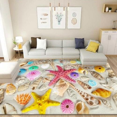 3D Carpet for Living Room Modern Beach Shells Mat Carpets for Kids Room Play Game Rugs Entrance Doormat Kitchen Hallway Area Rug