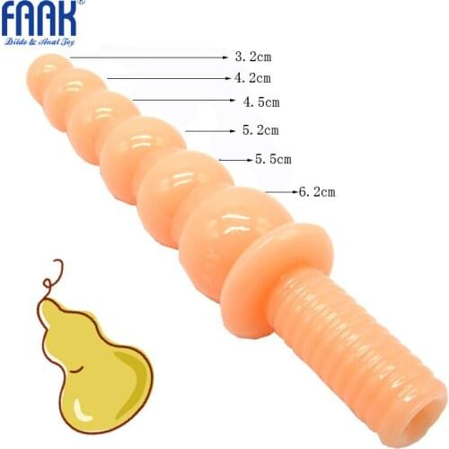 FAAK Long 7 Beads Anal Dildo Unisex Handle Butt Plug Big Penis Female G-spot Masturbation Male Anal Dilator Adult Erotic Shop