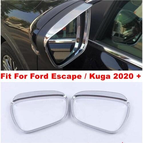Rearview Mirror Rain Shade Rainproof Blades Car Back Mirror Eyebrow Rain Cover Trim For Ford Escape / Kuga 2020 2021 ABS Chrome