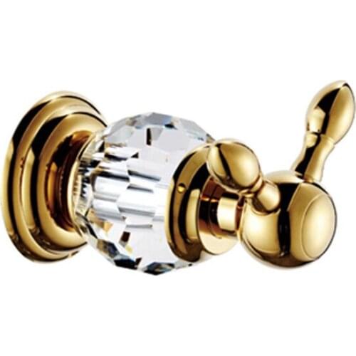Free Shipping crystal & brass gold robe hook bathroom hangings gold towel rack clothes hook