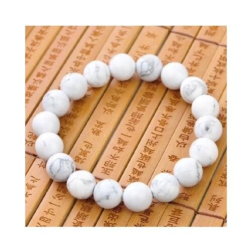 Natural White Howlite Stone Bead Bracelets Men and Women Girls Stone Bracelet