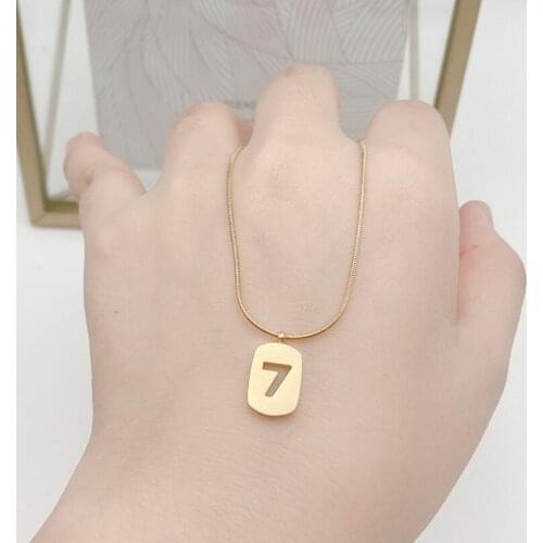 316L Stainless Steel Square Hollow 7 Pendant Charms Chain Choker Necklace For Women Fashion Fine Jewelry Party Gifts SAN543